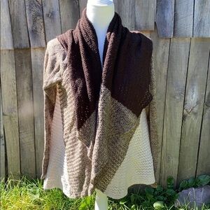 Carolyn Taylor Open Front Sweater Cardigan Brown Size Small